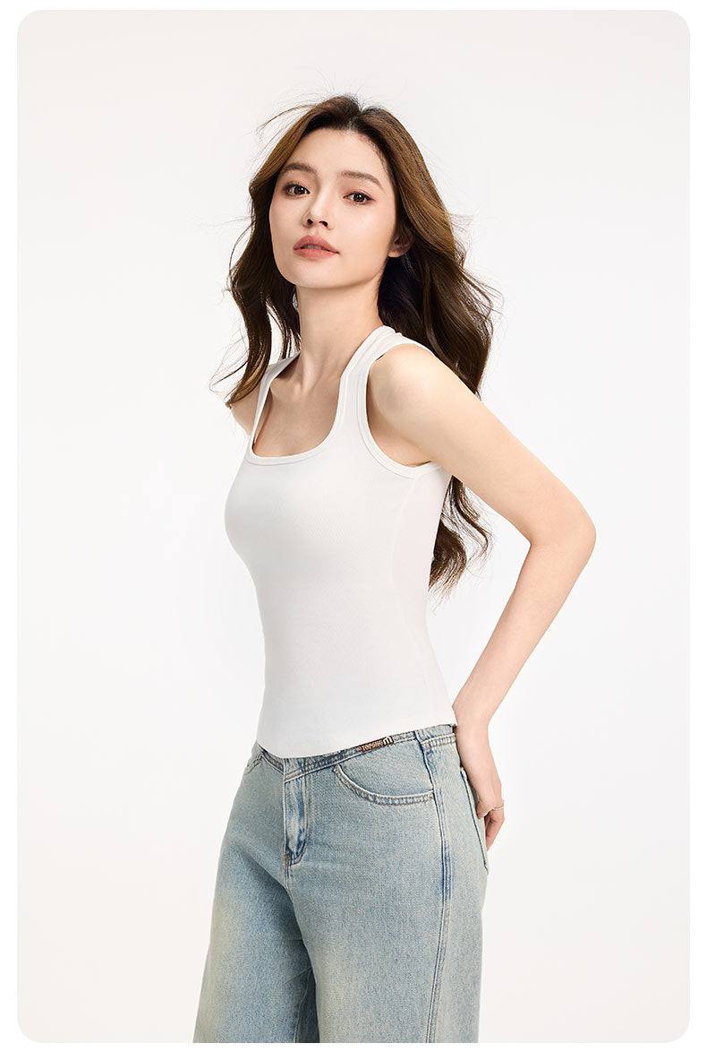 Square Neck Wide Strap Tank Top
