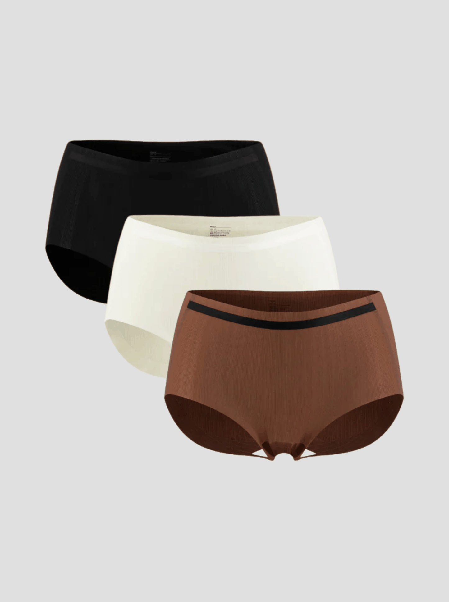 NuAir Mesh Flex breathable high-stretch mesh briefs 3-pack in black, white, and brown with reinforced thigh bands and antibacterial gusset