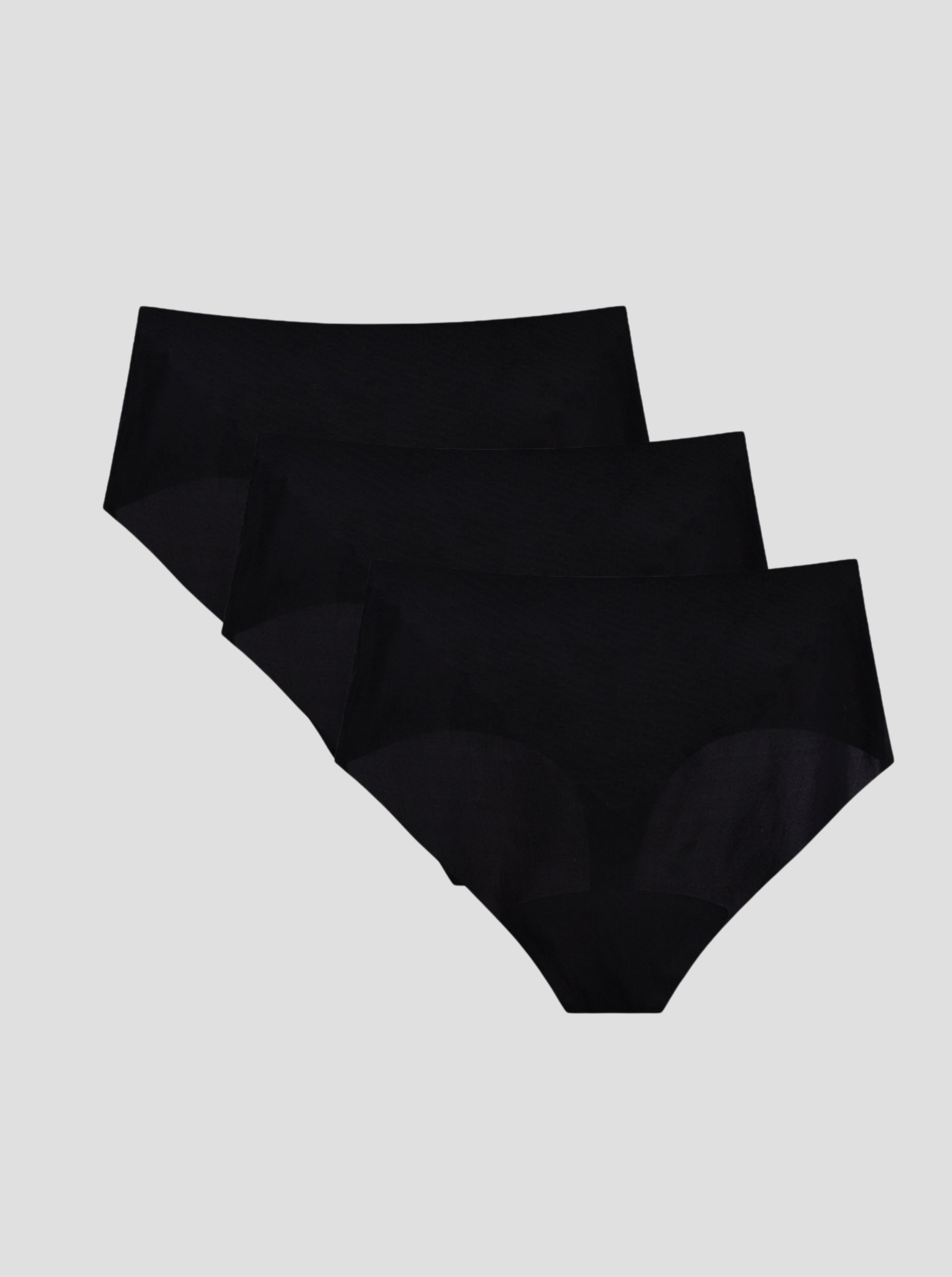 NuCloud High Waist Thong 3-pack in black, seamless, breathable ice silk fabric with 100% cotton gusset, high-waisted and lightweight design