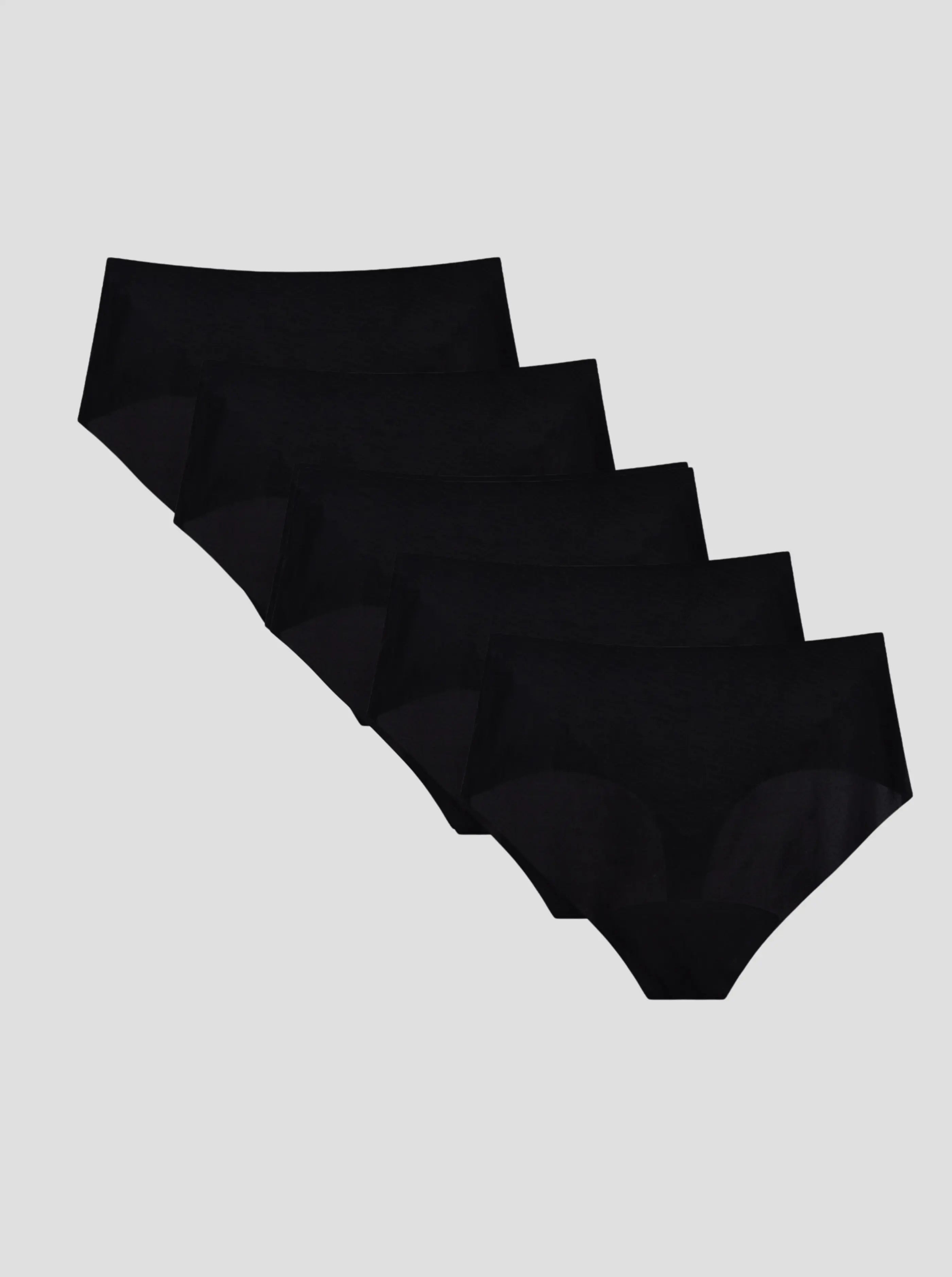 NuCloud High Waist Thong 5-pack black seamless breathable thong underwear with high-waisted design and cotton gusset