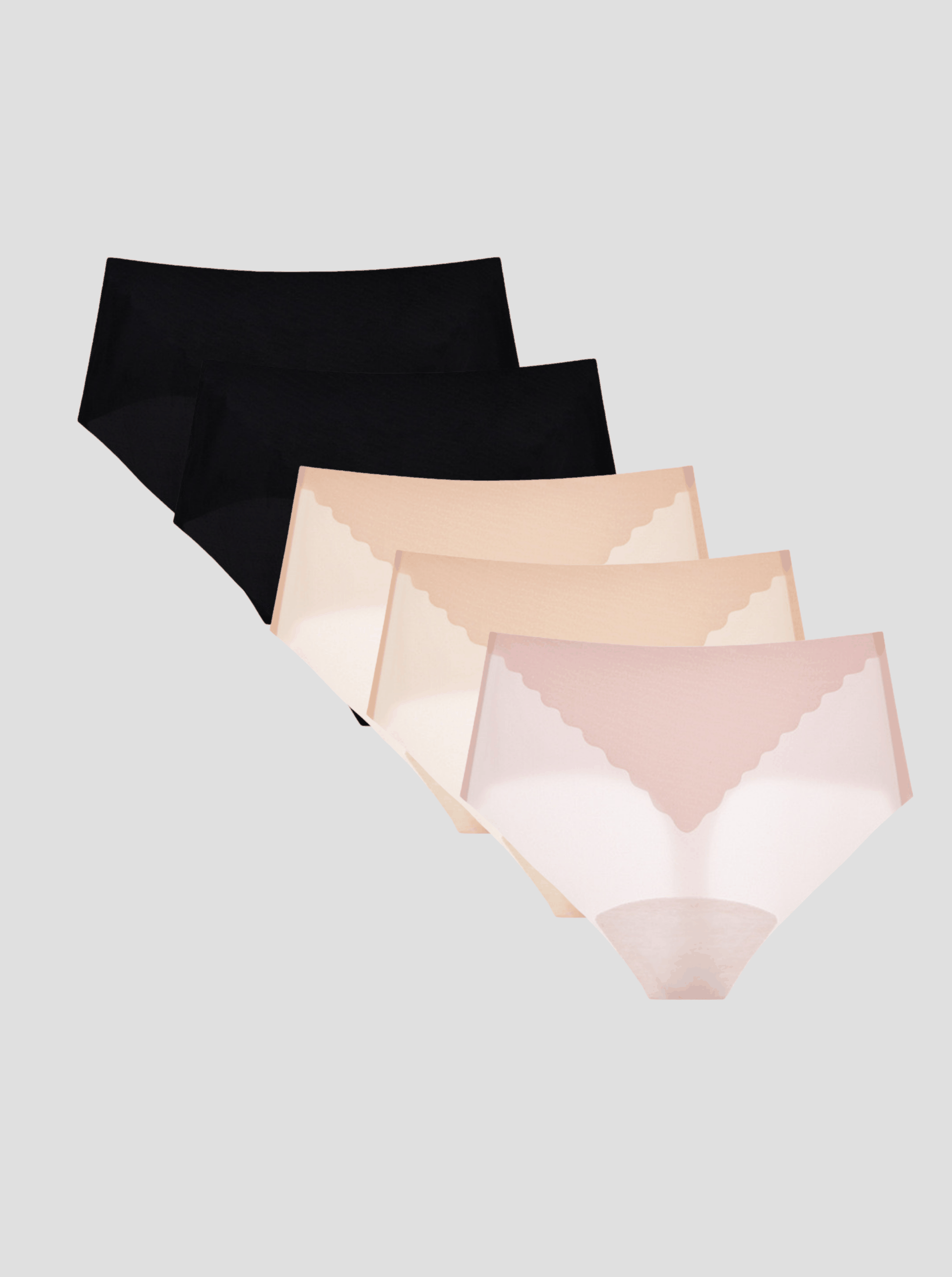 NuCloud High Waist Thong 5-pack in black and nude with seamless, breathable high-waisted design and cotton gusset for invisible comfort