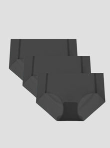 NuCloud Original Bikini 3-pack low-rise breathable seamless black briefs with cotton gusset