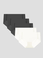 NuCloud Original Bikini low-rise briefs 5-pack in black and white seamless breathable fabric with cotton gusset