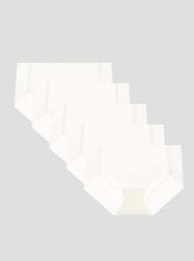 NuCloud Original Bikini 5-pack of low-rise, seamless, breathable white briefs with cotton gusset for comfort and invisible fit.