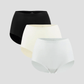 NuCloud Original High-Rise 3-pack seamless high-rise briefs in black, beige, and white with breathable, silky fabric and full coverage fit