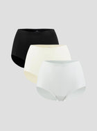 NuCloud Original High-Rise 3-pack seamless high-rise briefs in black, beige, and white with breathable, silky fabric and full coverage fit