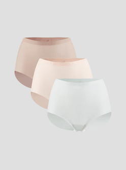 NuCloud Original High-Rise 3-pack seamless high-rise briefs in neutral tones with smooth, breathable fabric and full coverage fit