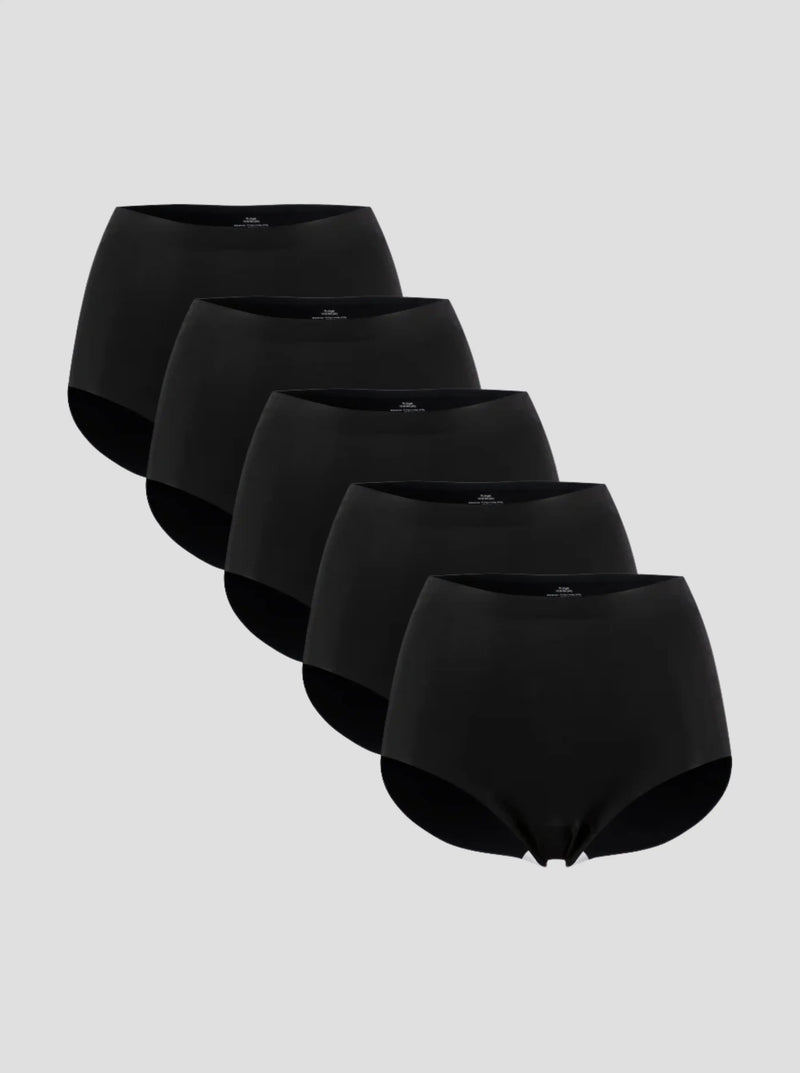NuCloud Original High-Rise 5-pack black seamless high-rise briefs with breathable, second-skin fabric and full coverage fit
