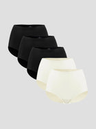 NuCloud Original High-Rise 5-pack seamless high-rise briefs in black and white with breathable, lightweight fabric and full coverage fit