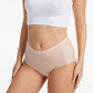 Woman wearing nude NuCloud Original High-Rise seamless high-rise briefs with smooth, breathable fabric and full coverage fit
