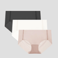 NuCloud Original Mid-Rise Brief 3-pack with raw-cut edges and full coverage in black, white, and beige colors