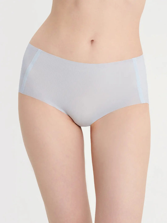 NuCloud Original Mid-Rise Brief white seamless underwear with raw cut edges and full coverage.