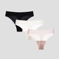 Three pairs of NuCloud Original Thong in black, white, and pink on a light gray background.