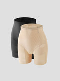 NuForme Lifting Boxer 2-pack high-waist shaping shorts with booty lift and tummy control in beige and black colors
