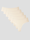 NuShield Anti Camel Thong 5-pack seamless beige anti-camel toe thongs with antibacterial gusset and silk-enhanced lining