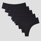 Set of five black NuShield Anti Camel Thong underwear with seamless raw cut edges and antibacterial gusset for comfort and camel toe protection
