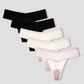 NuShield Thong Light 5-pack with seamless, breathable, anti-camel toe protection in black, nude, and pink colors