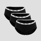 NuSoft Classic Cotton Brief 3-pack black mid-rise briefs with logo waistband and antibacterial cotton gusset