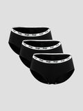 NuSoft Classic Cotton Brief 3-pack black mid-rise briefs with logo waistband and antibacterial cotton gusset