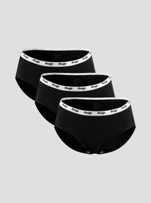 NuSoft Classic Cotton Brief 3-pack black mid-rise briefs with logo waistband and antibacterial cotton gusset