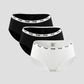 NuSoft Classic Cotton Brief 3-pack mid-rise cotton briefs with logo waistband in black and white colors