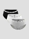 NuSoft Classic Cotton Brief 3-pack black white and grey mid-rise briefs with logo waistband