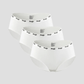 NuSoft Classic Cotton Brief 3-pack white mid-rise briefs with logo waistband and cotton gusset for breathable comfort