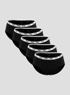 NuSoft Classic Cotton Brief 5-pack black mid-rise briefs with logo waistband and cotton gusset for comfort and breathability