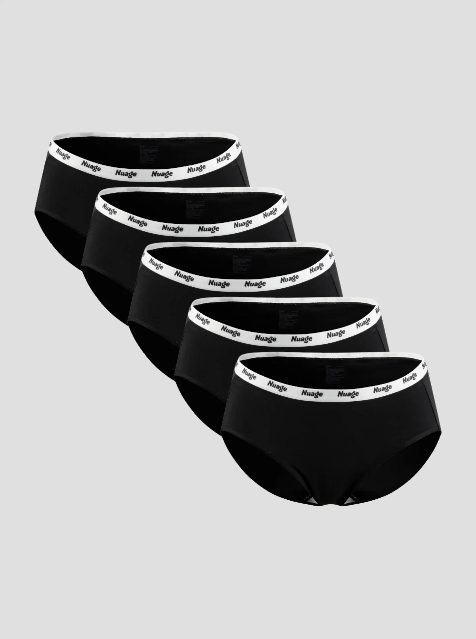 NuSoft Classic Cotton Brief 5-pack black mid-rise briefs with logo waistband and cotton gusset for comfort and breathability