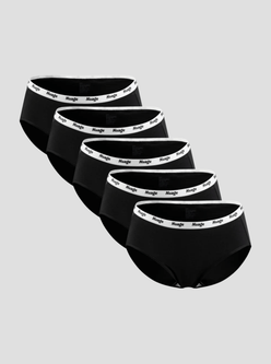 NuSoft Classic Cotton Brief 5-pack black mid-rise briefs with logo waistband and cotton gusset for comfort and breathability