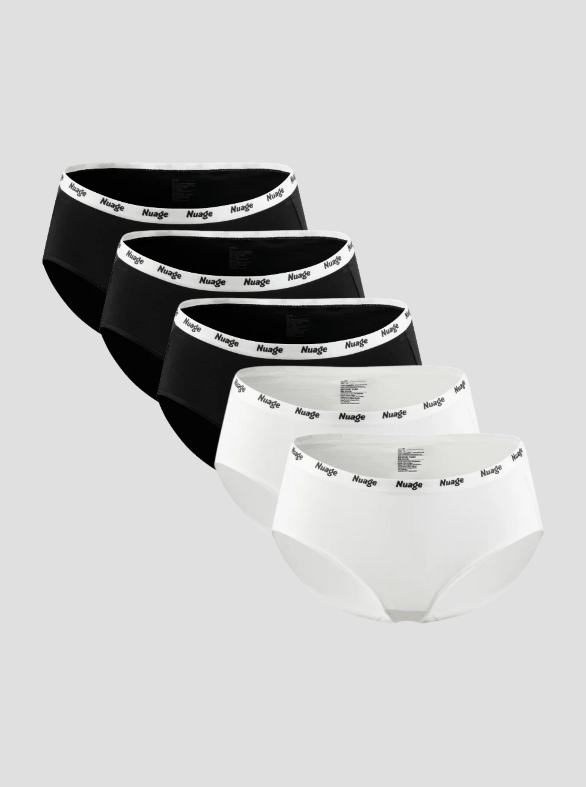 NuSoft Classic Cotton Brief 5-pack in black and white with logo waistband, mid-rise, soft cotton blend briefs