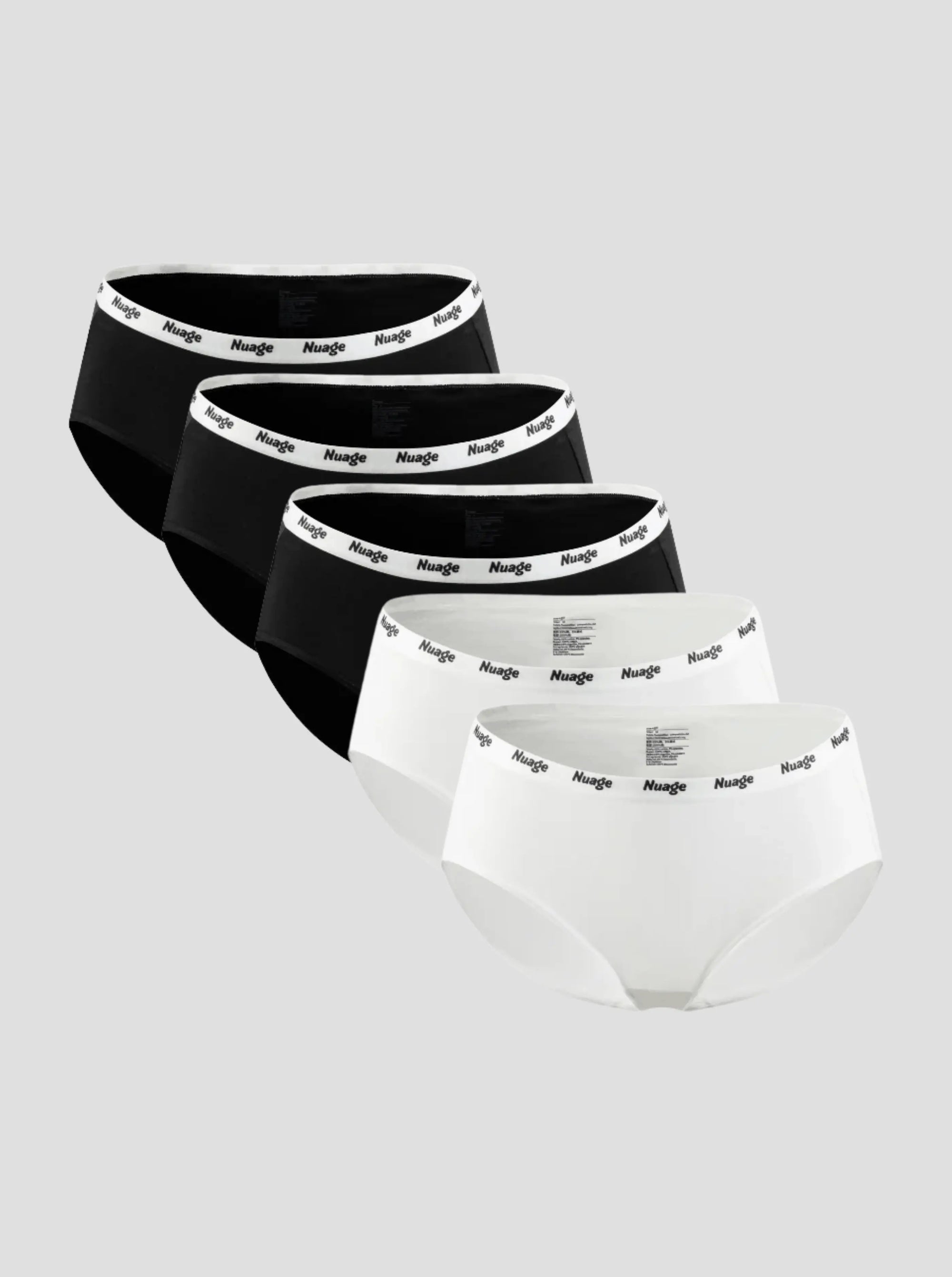 NuSoft Classic Cotton Brief 5-pack in black and white with logo waistband, mid-rise, soft cotton blend briefs