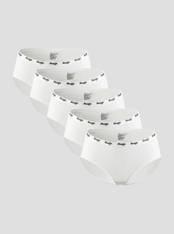 NuSoft Classic Cotton Brief 5-pack white mid-rise briefs with logo waistband and breathable cotton gusset