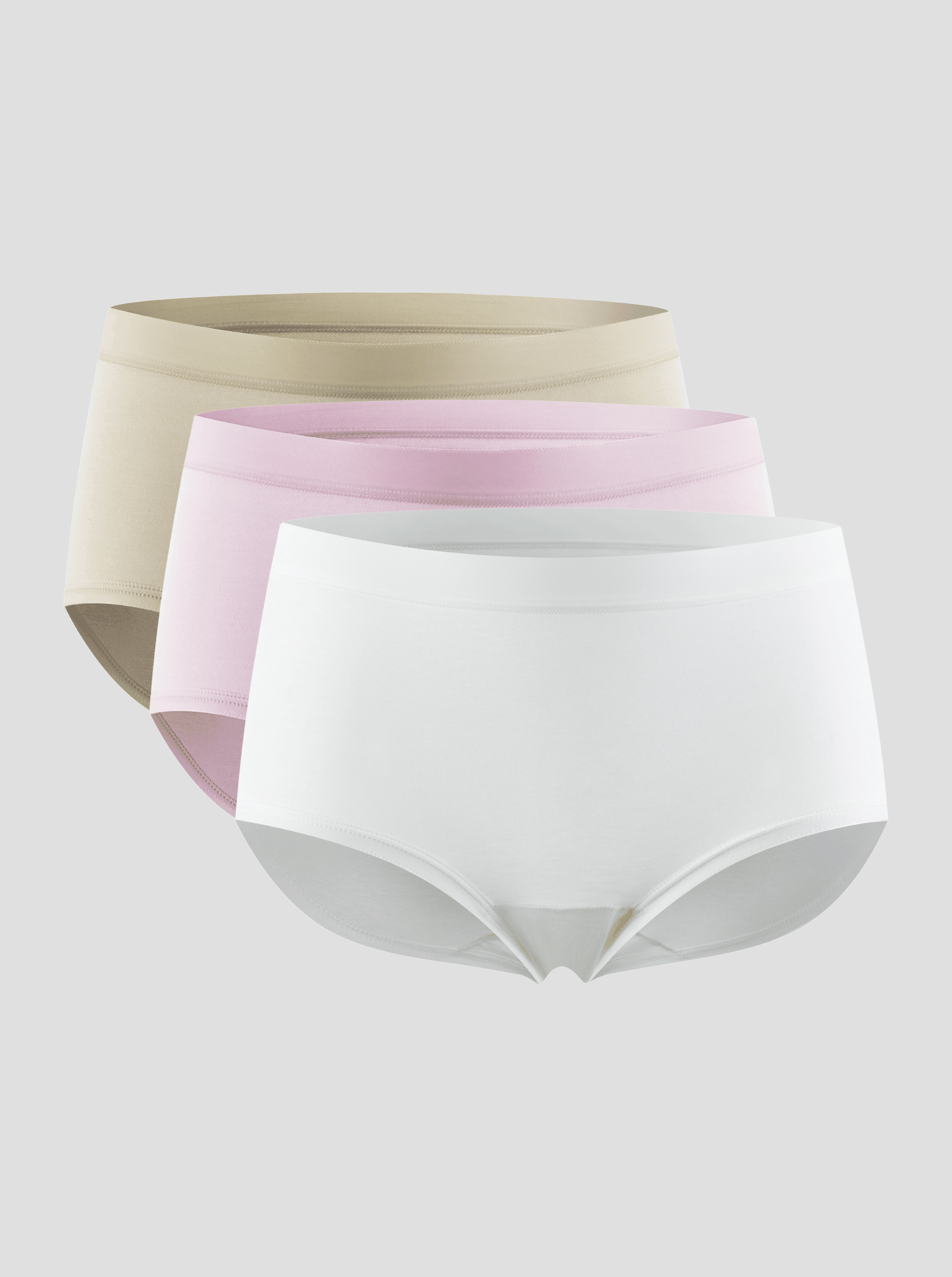 Set of 3 white modal underwear, with no digging in breathable waist band .