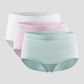 NuSoft Modal Brief 3-pack in white, pink, and mint with breathable, soft stretchy fabric and full coverage design