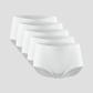 Set of 5 white modal underwear, with no digging in breathable waist band .