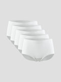 Set of 5 white modal underwear, with no digging in breathable waist band .