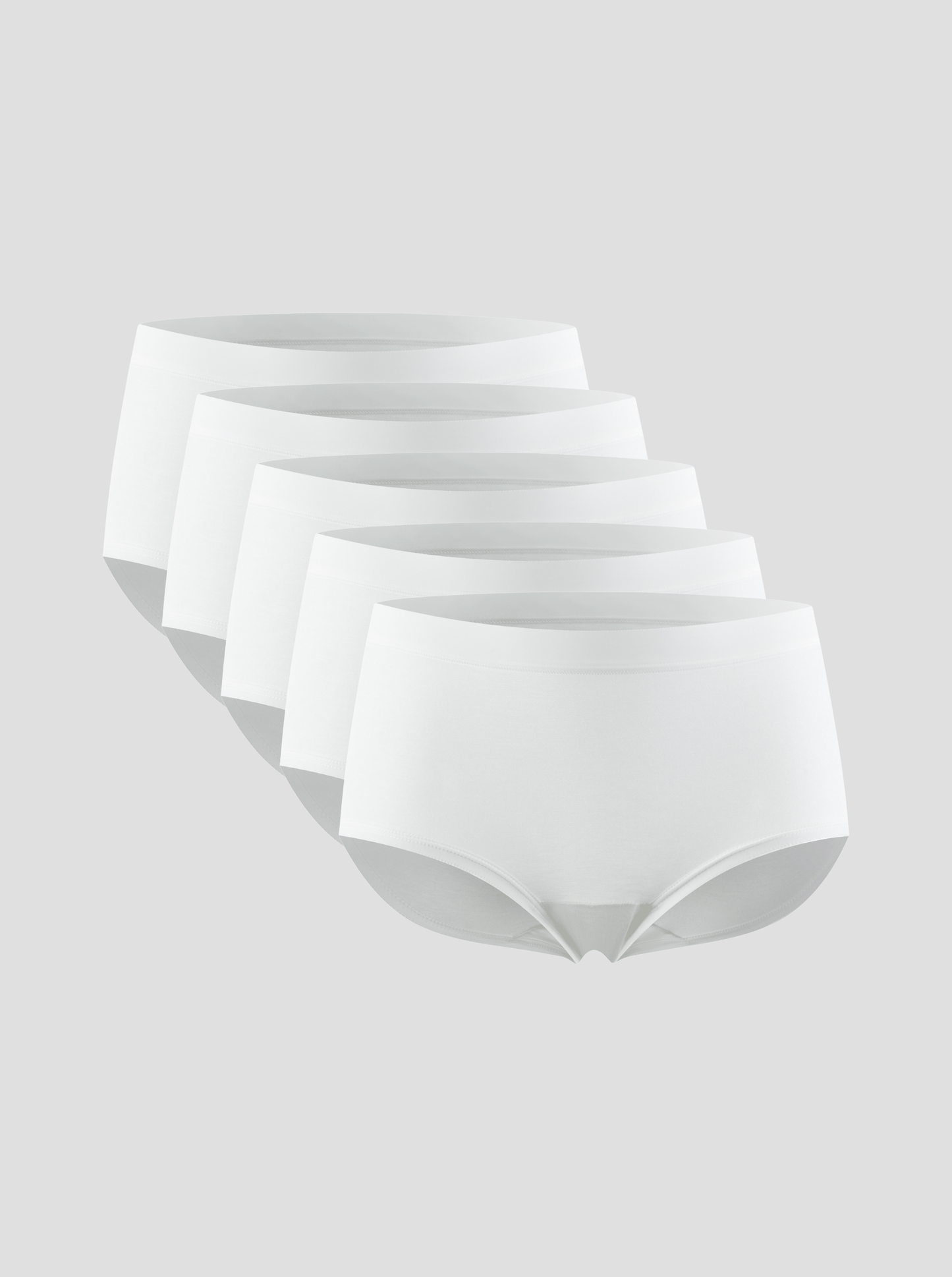Set of 5 white modal underwear, with no digging in breathable waist band .