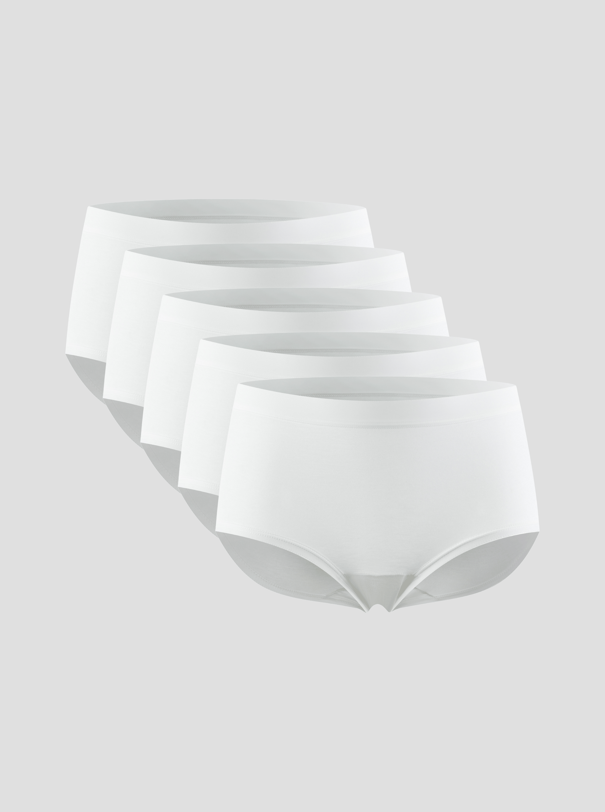 Set of 5 white modal underwear, with no digging in breathable waist band .