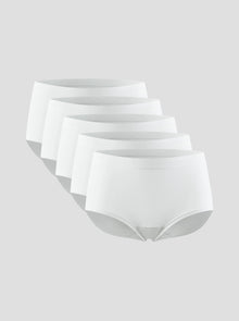 Set of 5 white modal underwear, with no digging in breathable waist band .